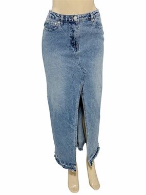 Et Clet long blue denim high slit skirt modest Y2K fall winter S